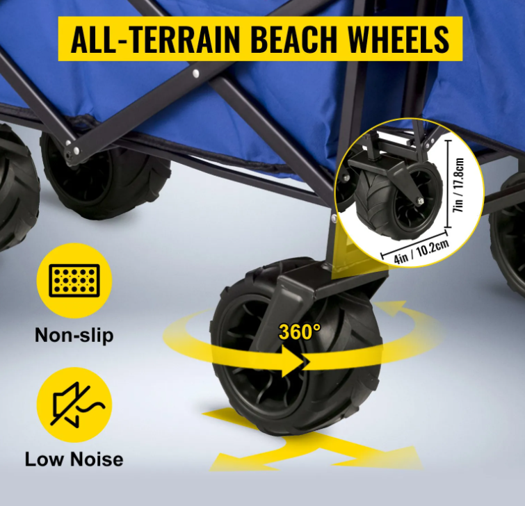 Blue Collapsible Wagon Cart with Canopy