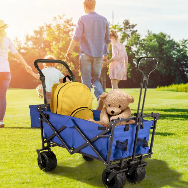 Blue Collapsible Wagon Cart with Canopy