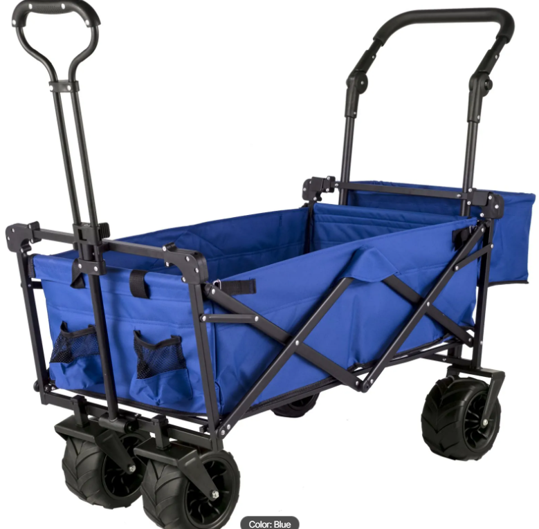 Blue Collapsible Wagon Cart with Canopy