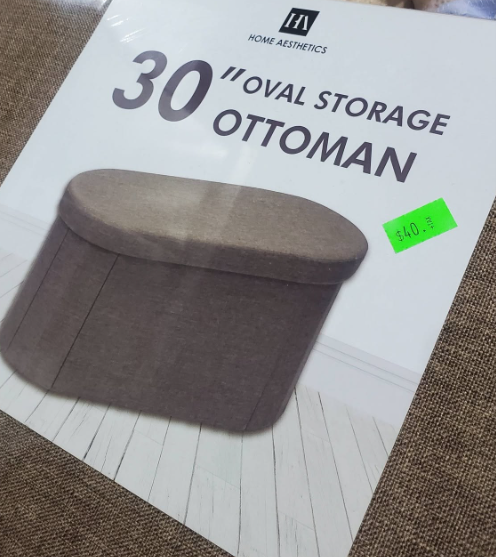 30" OVAL FOLDABLE STORAGE OTTOMAN