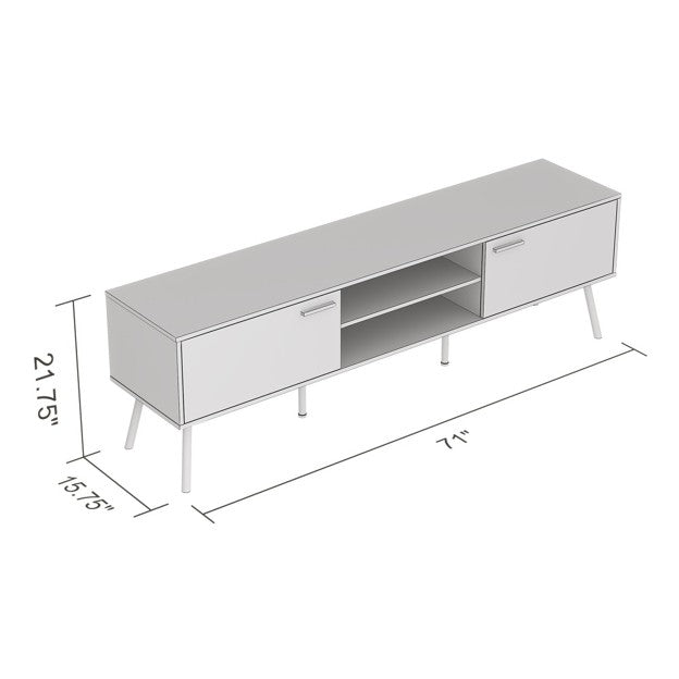 TV Stand-71"Long/Brown Reclaimed Wood with 2 Closed Doors & 2 Shelves