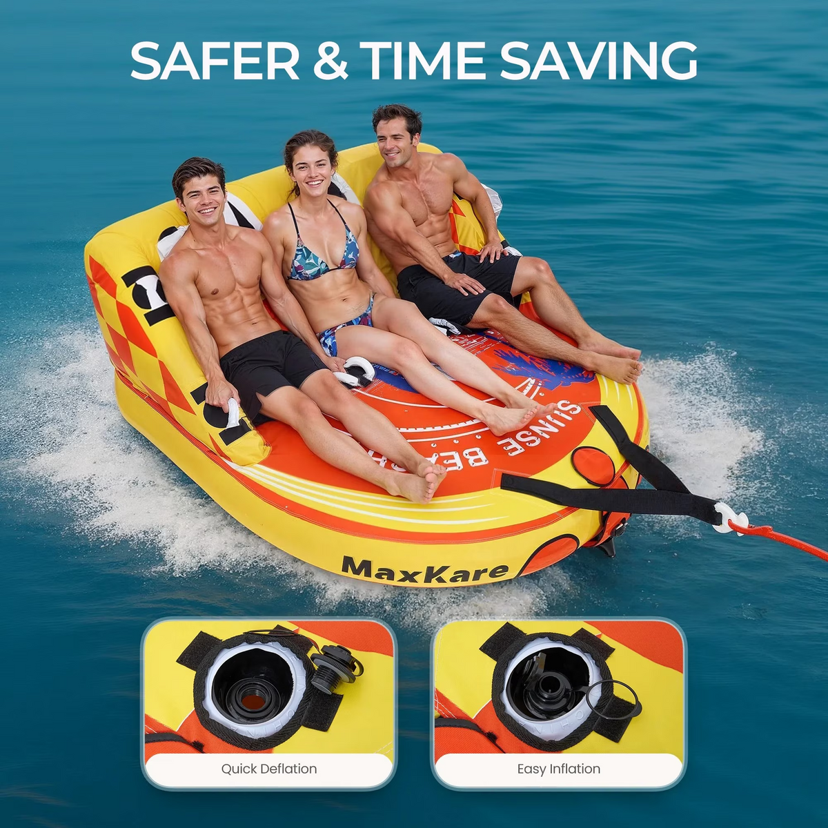 Towable Tube with Dual Tow Points, Inflatable Tube for Boating