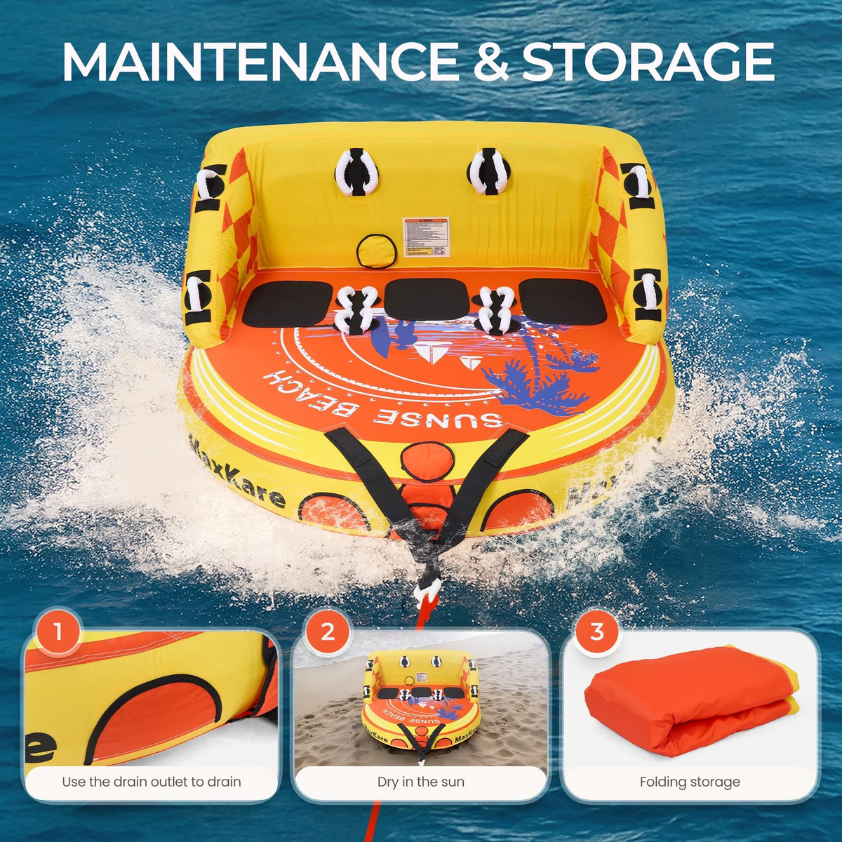 Towable Tube with Dual Tow Points, Inflatable Tube for Boating