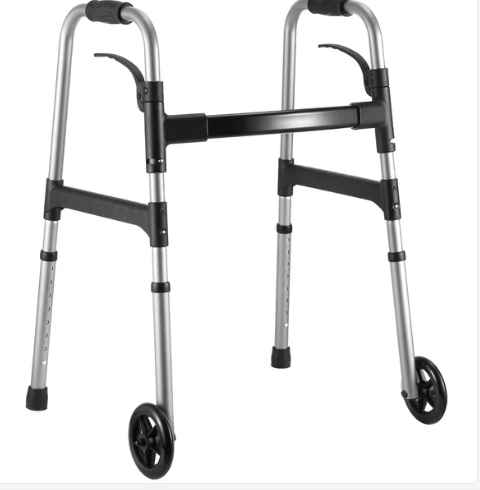 MaxKare Folding Walker with Wheels – Adjustable Height