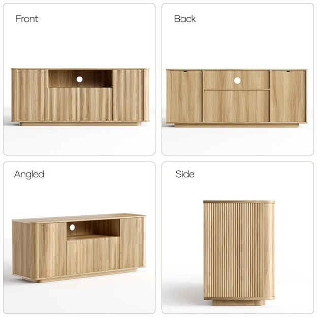 Fluted TV Stand for TVs up to 65", 55" Modern Media Console with 3-Sided Fluted Design