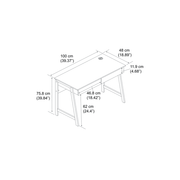 Computer Desk with USB Charger – 39.4" Study/Writing Table
