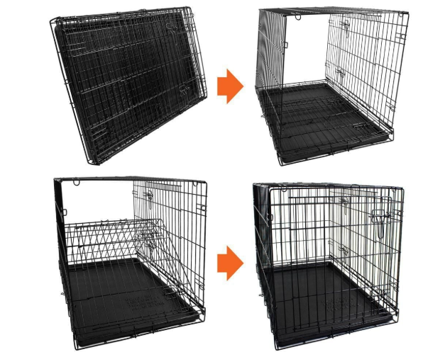 Vibrant Life Double‑Door Metal Wire Dog Crate with Divider – 36"