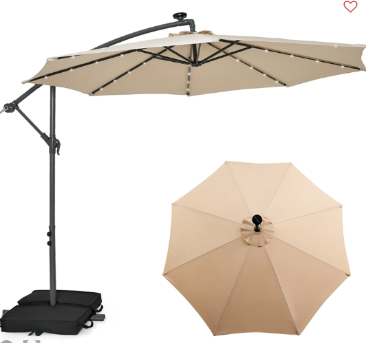 10FT Hanging Offset Umbrella – Beige