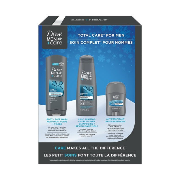 Dove Men+Care Gift Set Body Wash,ShampooConditioner, Antiperspirant Deodorant Stick