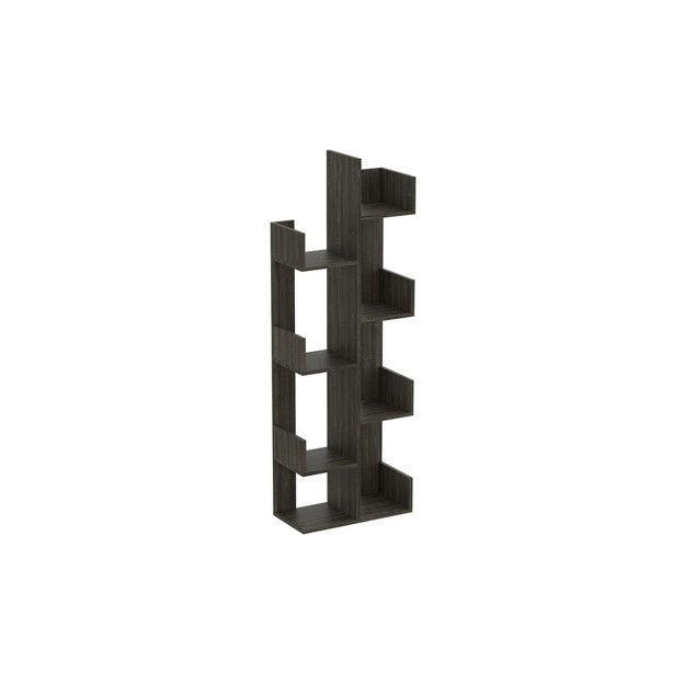 Wall Shelf 57H Brown Staggered Shelves Concept / Book Case
