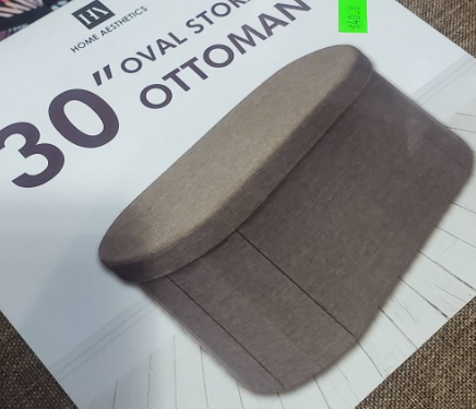 30" OVAL FOLDABLE STORAGE OTTOMAN