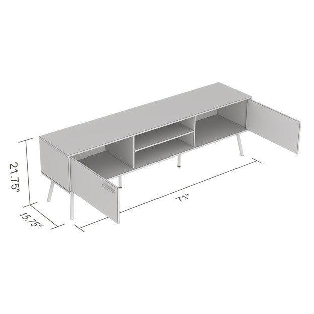 TV Stand-71"Long/Brown Reclaimed Wood with 2 Closed Doors & 2 Shelves