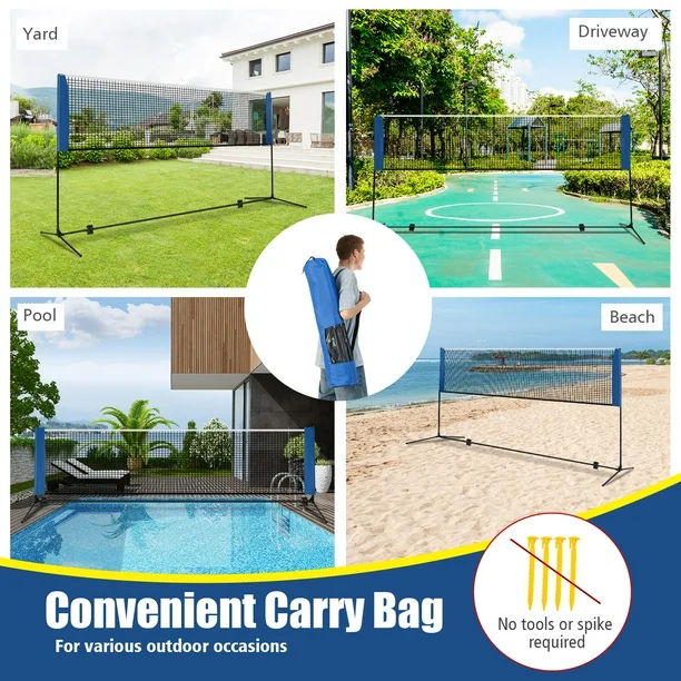 Costway 10FT Adjustable Badminton Net Set W/2 Shuttlecocks Portable Carry Bag