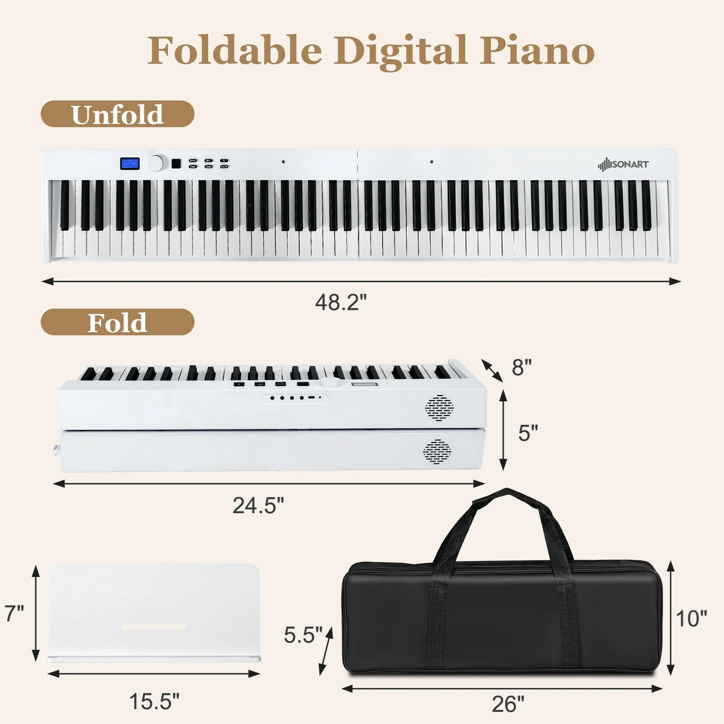88-Key Foldable Electronic Piano