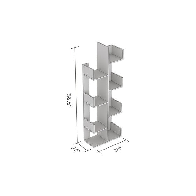 Wall Shelf 57H Brown Staggered Shelves Concept / Book Case