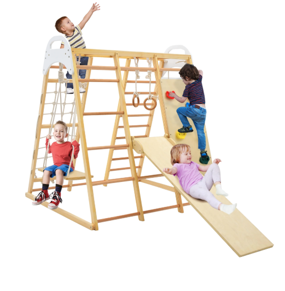 8-in-1 Jungle Gym Playset, Wooden Climber Play Set