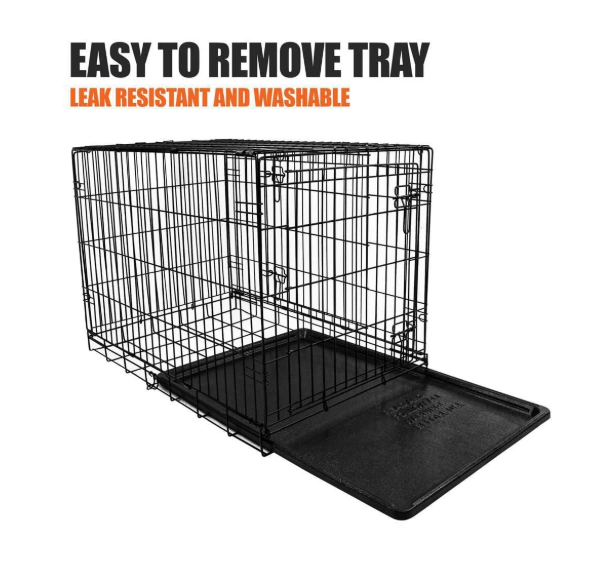 Vibrant Life Double‑Door Metal Wire Dog Crate with Divider – 36"