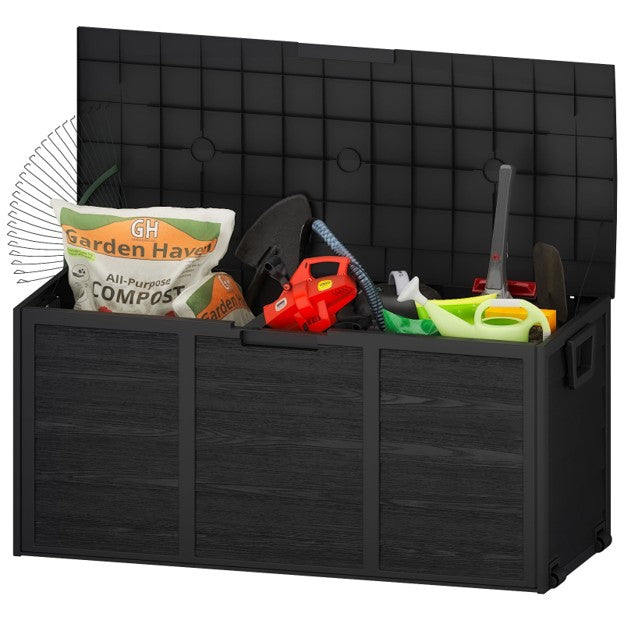 75‐Gallon Outdoor Garden Storage Deck Box – Black
