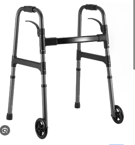 MaxKare Folding Walker with Wheels, 8 Levels Adjustable Height 30.5-37.5, 300lbs Weight Capacity, Lightweight, for Senior, Black