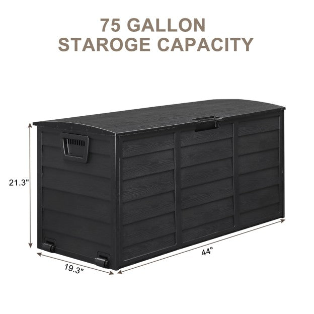 75‐Gallon Outdoor Garden Storage Deck Box – Black