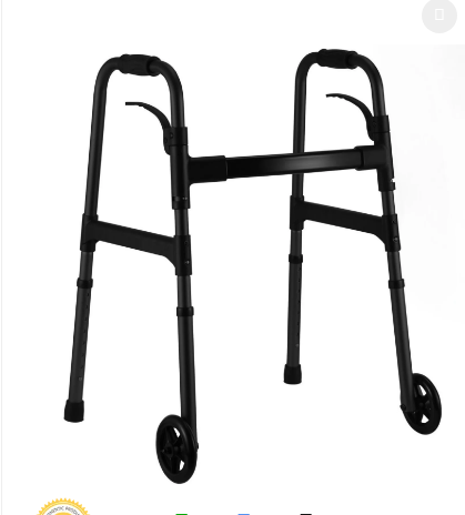 MaxKare Folding Walker with Wheels, 8 Levels Adjustable Height 30.5-37.5, 300lbs Weight Capacity, Lightweight, for Senior, Black