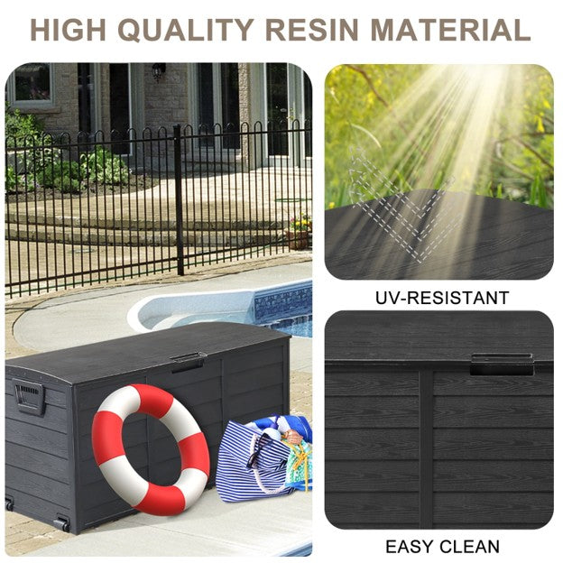 75‐Gallon Outdoor Garden Storage Deck Box – Black