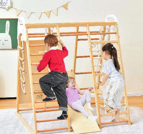 8-in-1 Jungle Gym Playset, Wooden Climber Play Set