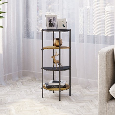 Modern C‑Shaped Side Table – Black Metal Frame