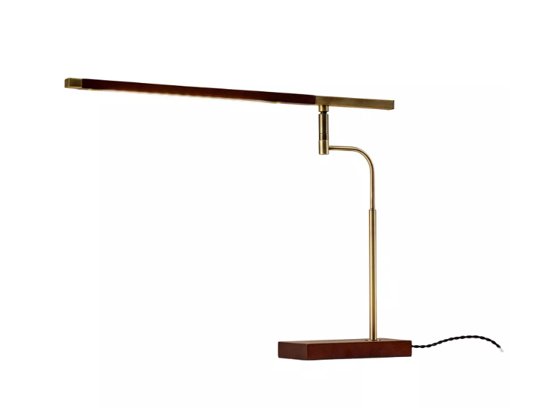 ED Barrett Desk Lamp Walnut/Brass Touch Sensor, USB Port,