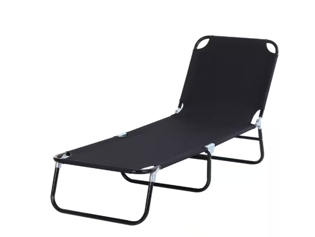 3-Position Metal Adjustable Backrest Outdoor Chaise Chair Lounge