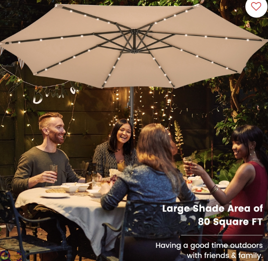 10FT Hanging Offset Umbrella – Beige