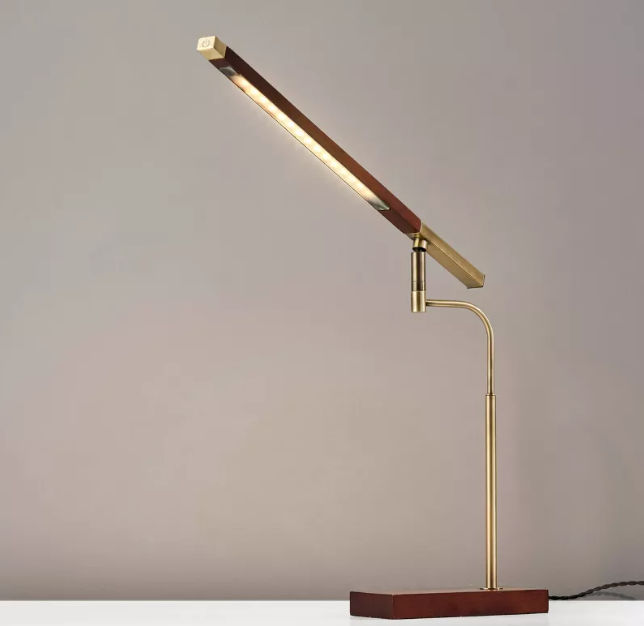 ED Barrett Desk Lamp Walnut/Brass Touch Sensor, USB Port,