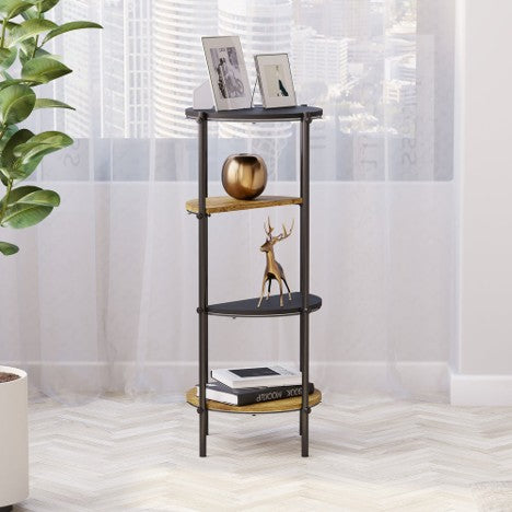 Modern C‑Shaped Side Table – Black Metal Frame