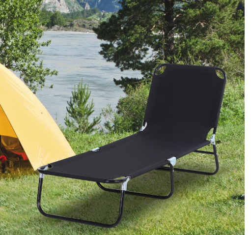 3-Position Metal Adjustable Backrest Outdoor Chaise Chair Lounge