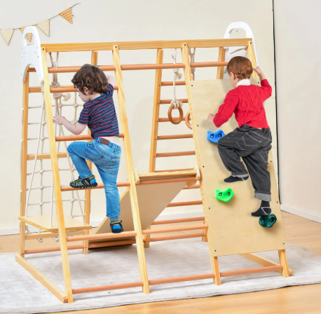 8-in-1 Jungle Gym Playset, Wooden Climber Play Set