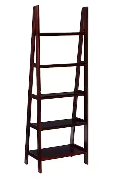 Benson 72” Tall 5-Shelf Ladder Bookcase – Espresso