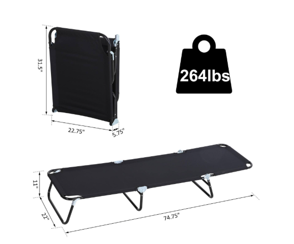3-Position Metal Adjustable Backrest Outdoor Chaise Chair Lounge