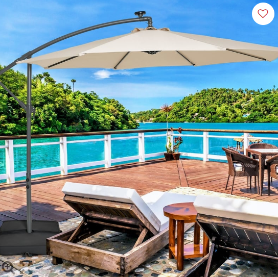 10FT Hanging Offset Umbrella – Beige