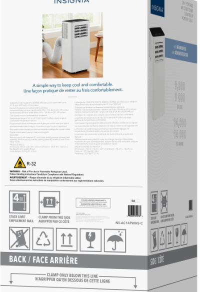 Insignia Portable Air Conditioner – 14,000 BTU (400 sq ft Coverage)