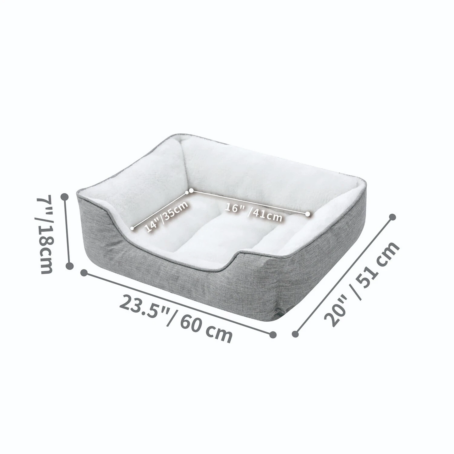 Orthopedic Dog Bed Anti-Slip Bottom Cat Puppy Mat Soft Sofa with Sides Bolster