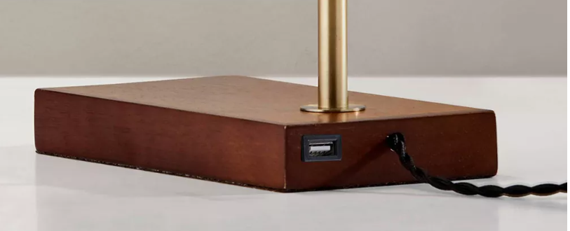 ED Barrett Desk Lamp Walnut/Brass Touch Sensor, USB Port,