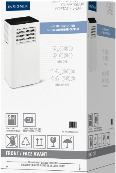 Insignia Portable Air Conditioner – 14,000 BTU (400 sq ft Coverage)