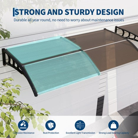 40 × 80 in Polycarbonate Door Awning, Outdoor Window Canopy