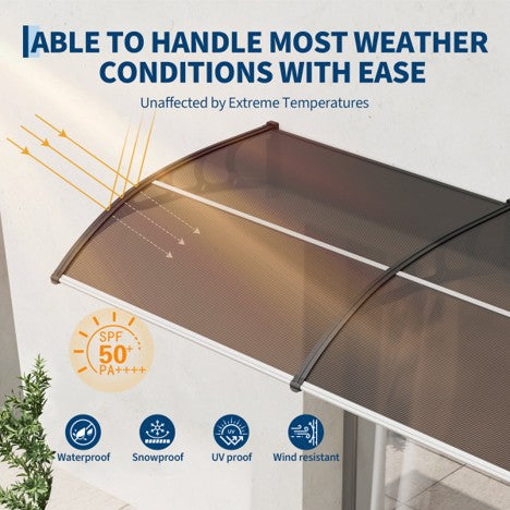 40 × 80 in Polycarbonate Door Awning, Outdoor Window Canopy