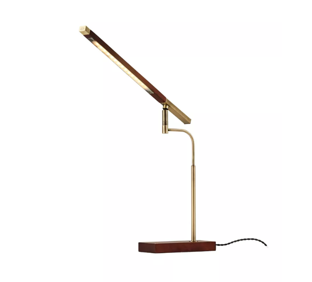 ED Barrett Desk Lamp Walnut/Brass Touch Sensor, USB Port,