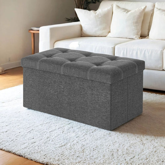 30" Storage Ottoman/ Fabric/Leather  — BRAND NEW