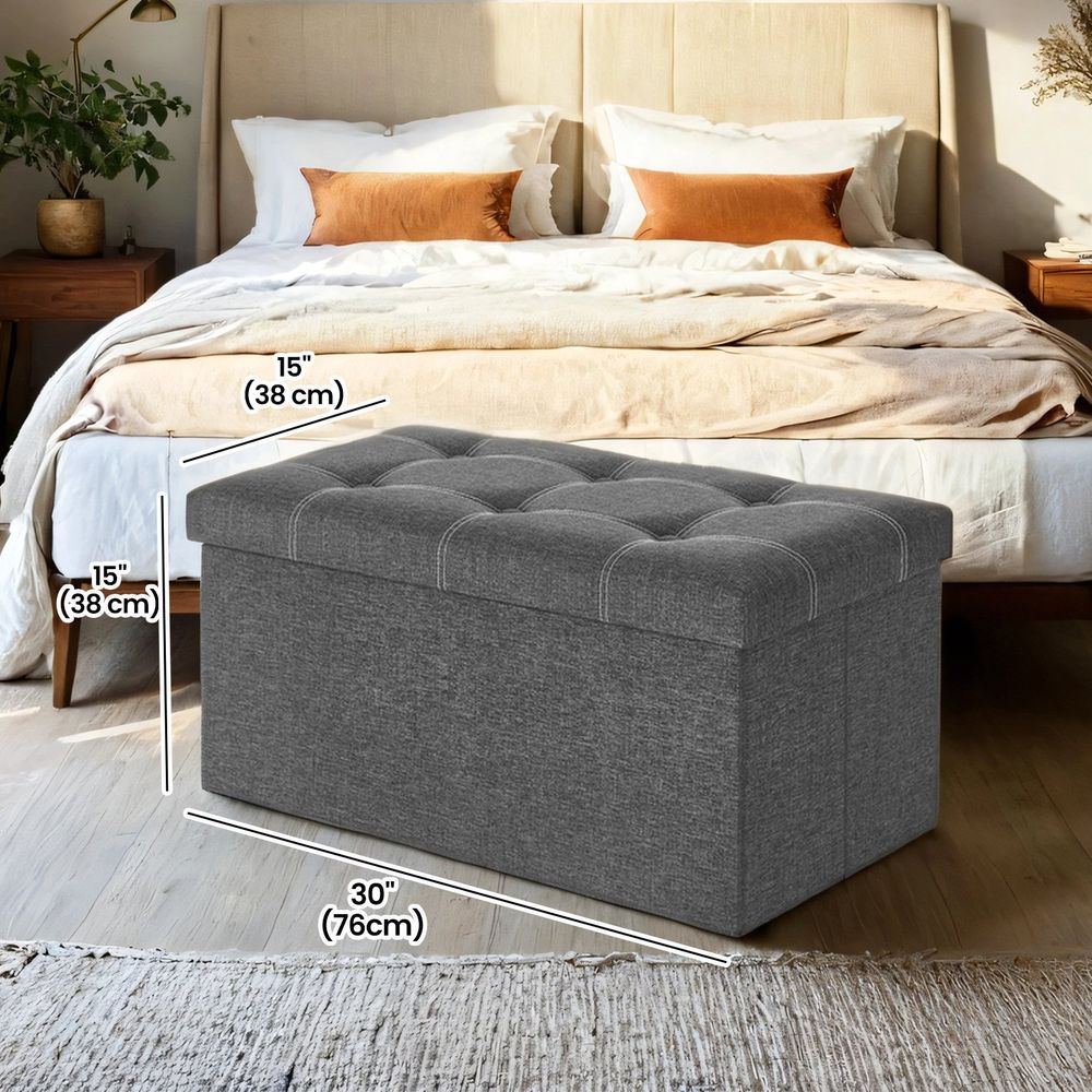 30" Storage Ottoman/ Fabric/Leather  — BRAND NEW