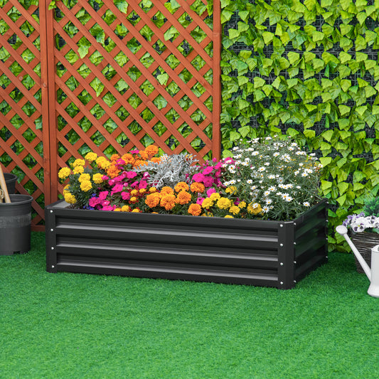 Outsunny Galvanized Raised Garden Bed – 4′ x 2′ x 1′ (Grey)
